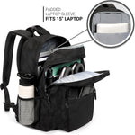 ZORFIN 26L Black Backpack for College, and Travel: Water Resistant Bookbag