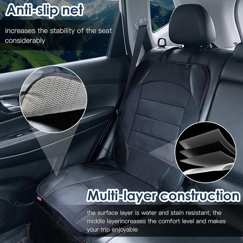 Sinvitron Car Seat Protector for Child Car Seat - Waterproof Non-Slip Leather Mat with 2 Mesh Pockets, Universal Seat Cover for Baby, Pets & Vehicles (1-Pack, Black)