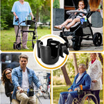Universal Stroller Cup Holder with Mobile Phone Case, 2-in-1 Strollers Storage Rack, 360 Degrees Rotation Drink Holder for Bike, Pushchair, Wheelchair, Walker,Bicycle, Fits Most Cups