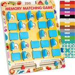Matching Memory Game for Kids 3-8 Years: Wooden Board Game for Travel, Camping, and Home