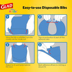 Glad for Kids Disposable Paper Bibs with Crumb Catcher, Sharks, 30 Count | Absorbent, leakproof design for mess-free feeding at meals, crafts, parties, and travel