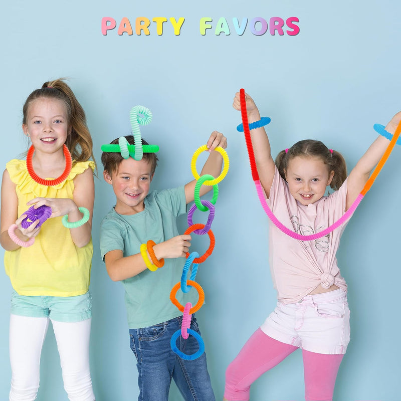 Pop Tubes, 30PCS Fidget Sensory Toys, Party Favors,Birthday Gifts,Goodie Bag Stuffers, Classroom School Reward,Creative STEM Learning & Fun for Toddler Kids(10 Colors)