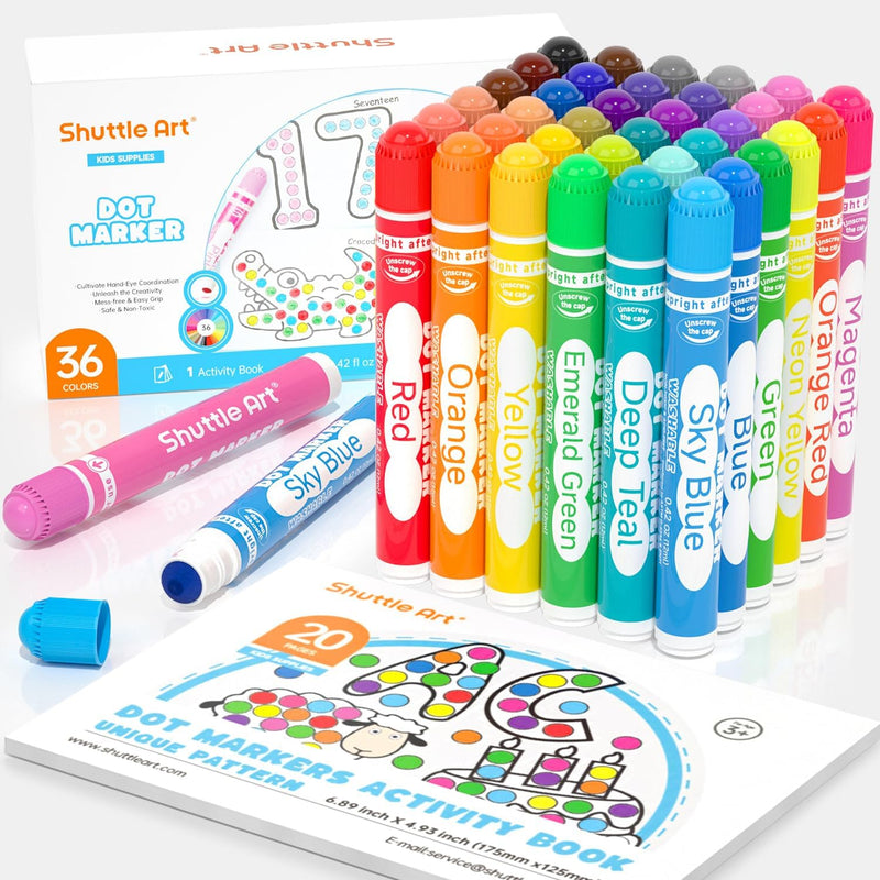 Shuttle Art 60 Pack Dot Markers, 12 Colors x 5 Sets Washable Bingo Daubers, Fun Art Supplies for Kids and Preschoolers, Non Toxic Water-Based