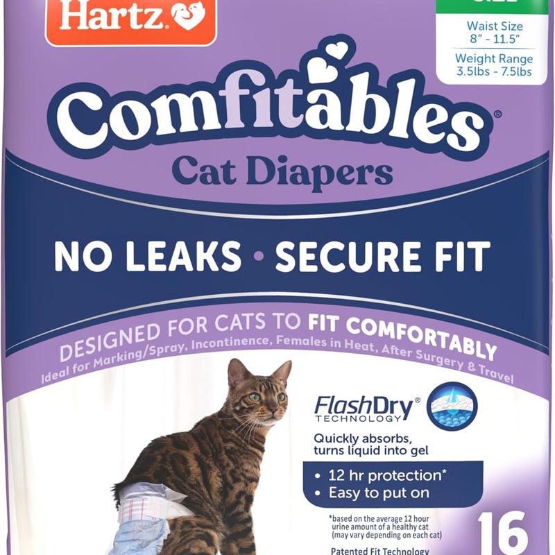 Hartz Comfitables Cat Diapers, Size L 12 Count, Comfortable & Secure Fit, Easy to Put On