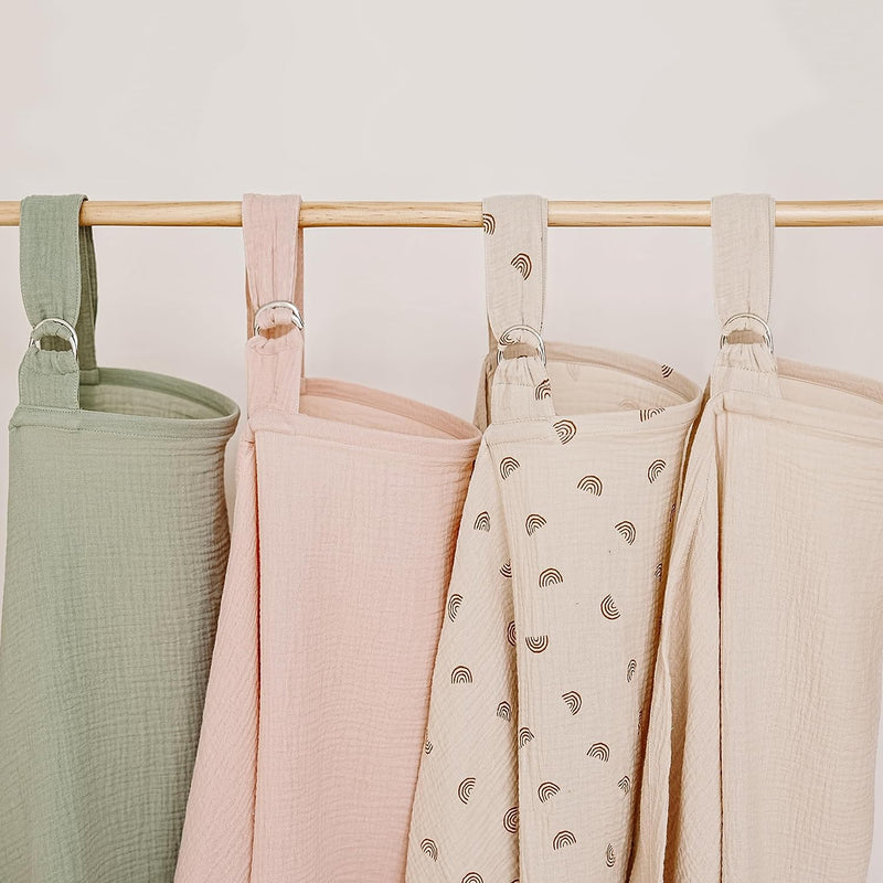 MairMore 100% Muslin Cotton Nursing Cover with Arch Neckline for Women | Large & Breathable Nursing Apron, Multi-Use Breastfeeding & Stroller Cover, Full Privacy for Mom & Baby (Ivory rainbow)