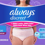 Always Discreet Adult Diapers for Women, Incontinence Underwear, Postpartum Essentials, Disposable Briefs, Max Absorbency, Bladder Leak Protection, Large, 17ct