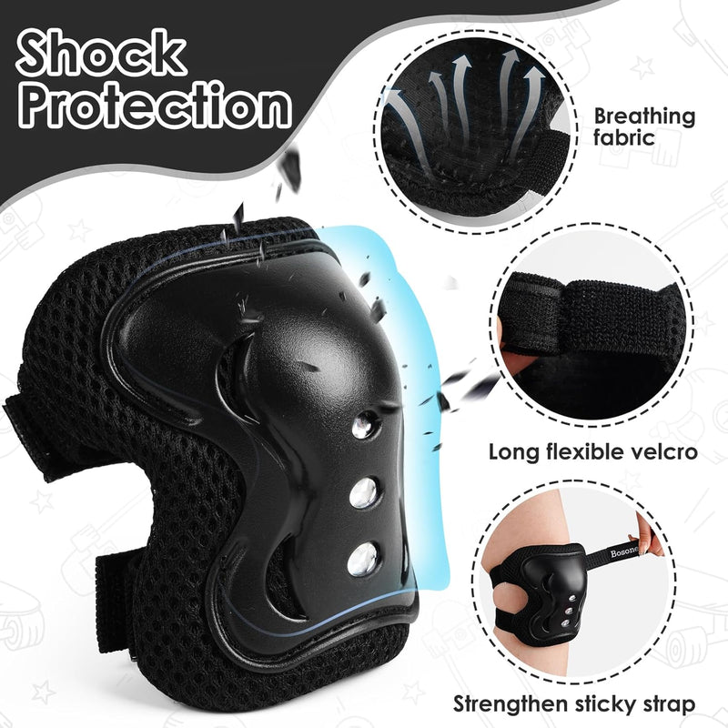 BOSONER Kids/Youth Knee Pad Elbow Pads Guards Protective Gear Set, Multifunctional, Adjustable, Comfortable, Lightweight