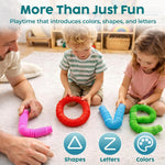 Bunmo Pop Tubes 4-pack Large - Non-Mouthable Fidget Toy for Creative Learning & Fine Motor Practice - Ages 3+