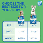 OUT! PetCare Male Dog Diapers, Disposable Belly Bands, XS/S, 32 Count | Dog Belly Bands, Potty Training, Incontinence Support, Leak Proof, Disposable Wraps, Male Wrap, Puppy Essentials, Dog Wrap