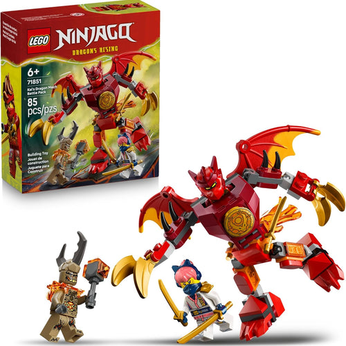 Legos Ninjago Kai's Dragon Mech Battle Pack building toy for boys and girls aged 6+ with posable dragon figure and 3 minifigures