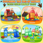 Coodoo Dinosaur Toys Magnetic Tiles Lava Dinosaur World Set - Magnetic Blocks Building for Kids 3-5 5-7 Girls Boys Toy Age 4-6 6-8, Classroom Must Haves Toddler Sensory for 3+ Year Old Kids Toys