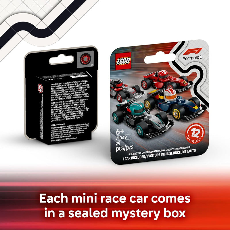 LEGO F1 Collectible Race Cars, 6 Pack - Building Set for Kids 6+, Birthday Party Favor or Gift - Mystery Box W/Surprise F1 Car Toys