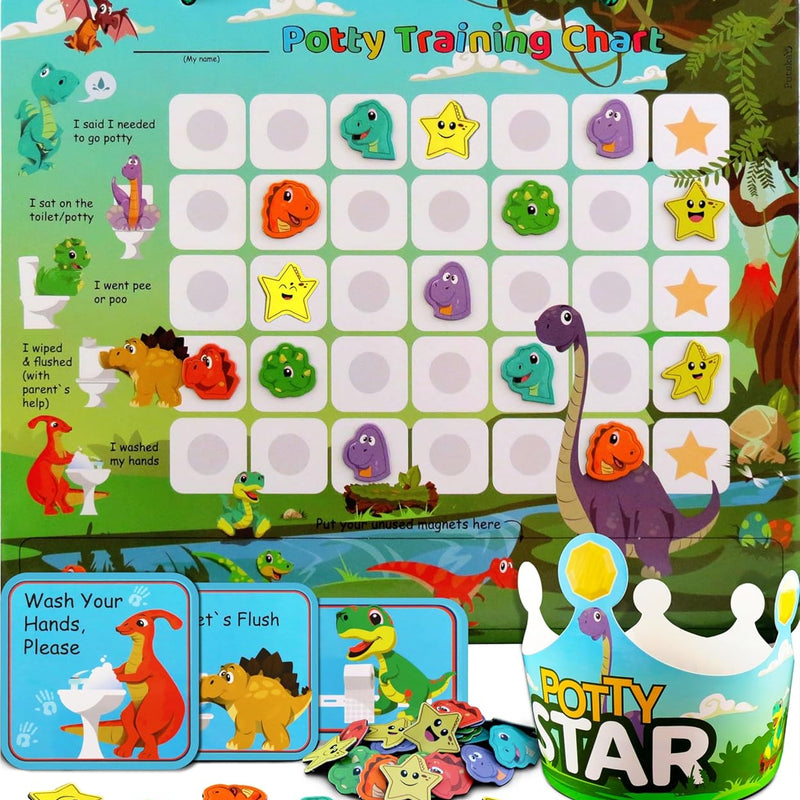 PUTSKA Potty Training Chart Toddler Boys, 35 Stickers, Crown, Firefighter