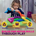 Nutty Toys Pop Tubes - Large 4-Pack Sensory Toys - Creative STEM Learning for Kids & Toddlers - Connect & Pop! Top ADHD Autism Fidget 2026, Best Boy & Girl Christmas Stocking Stuffers Gifts Idea