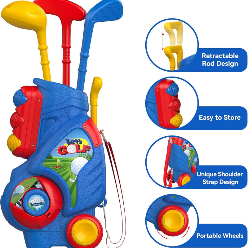 Liberry Toddler Golf Set with Unique Shoulder Strap, Indoor Outdoor Sports Toys for Boys Girls 1-4 Years