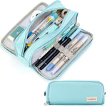 CICIMELON Large Capacity Pencil Case 3 Compartment Pouch Pen Bag for School Teen Girl Boy Men Women (Pink)
