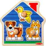 Melissa & Doug First Shapes Jumbo Knob Puzzle, Wooden Peg Puzzle, Ages 1+, Educational Toy for Shape Recognition