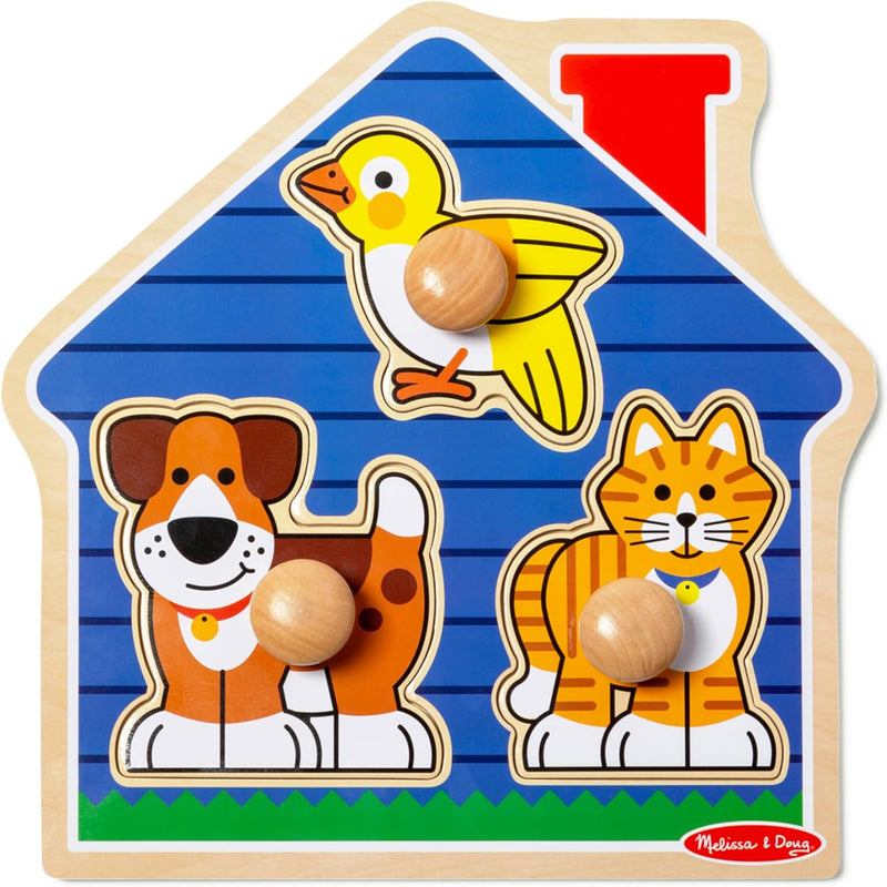 Melissa & Doug First Shapes Jumbo Knob Puzzle, Wooden Peg Puzzle, Ages 1+, Educational Toy for Shape Recognition