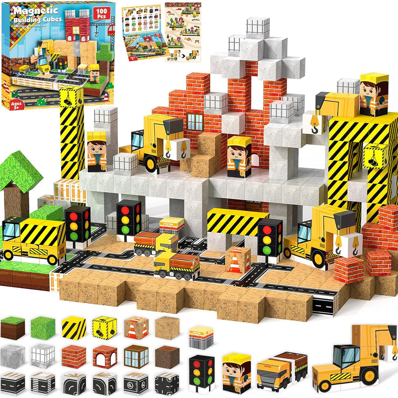 ToyUnited Magnetic Blocks 100PCS Magnetic Building Blocks for Kids Boys Girls Age 3-10 STEM Montessori Learning Toy