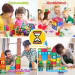100pcs Magnetic Tiles Magnetic Building Blocks for Toddlers 3 4 5 6 7 Year Old Boys Girls Educational Magnet Blocks Christmas Birthday Gift Toys for Kids Ages 4-8 Sensory Toys 1-3