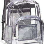 Vorspack Clear Backpack Heavy Duty PVC Transparent Backpack with Reinforced Strap Stitches & Large Capacity for College Workplace Security - Black
