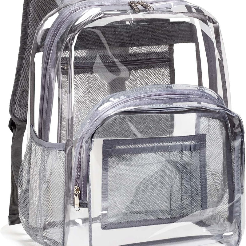 Vorspack Clear Backpack Heavy Duty PVC Transparent Backpack with Reinforced Strap Stitches & Large Capacity for College Workplace Security - Black