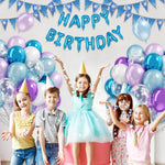BAUANOOY 60pcs 12 inch Frozen Balloons Purple Blue Snowflake Confetti Party Supplies