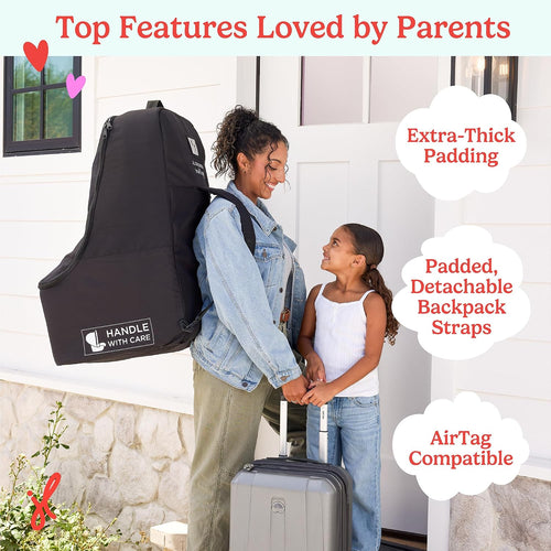 J.L. Childress Padded Backpack Car Seat Travel Bag - Deluxe, Black