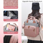 Diaper Bag with Changing Station, Waterproof 3 in 1 Diaper Backpack with Foldable Changing Pad, Large Travel Backpack for Mom & Dad, Baby Gift for Baby Girl & Boy, Pink-Grey