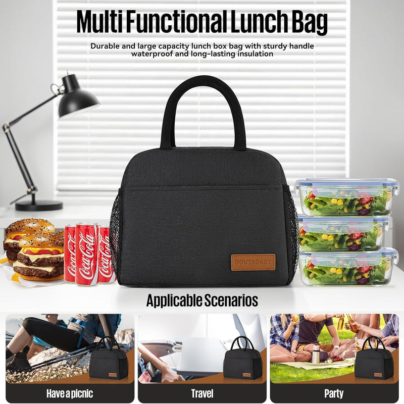 douyadady Lunch Bag&Box Women/Men Insulated&Reusable | Spacious Lightweight Waterproof Sturdy Durable Great Value For Office Work School Picnic Travel