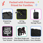 J.L. Childress Gate Check Travel Bag for Single & Double Strollers, Black | AirTag compatible Gate Check Bag keeps strollers clean, protected & easy to identify when airport gate checking