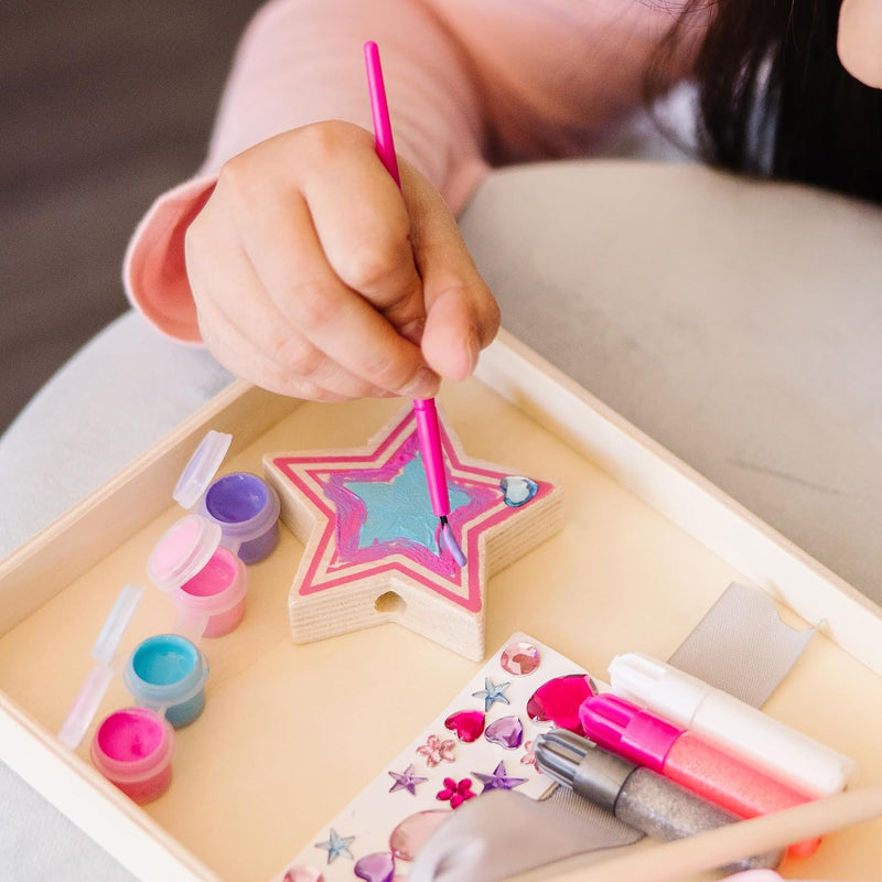 Melissa & Doug Created By Me! Paint & Decorate Your Own Wooden Princess Wand Craft Kit, Pink Princess Crafts Great for Rainy Days, Toys for Kids Ages 4+