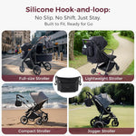 Momcozy Slim Stroller Organizer with 2 Insulated Cup Holders | Non-Slip Silicone Straps with Detachable Mini Pouch, Dense-Weave Parent Console, Fits UPPAbaby, Doona, Graco and More