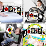 Tummy Time Toys, High Contrast Baby Book with Mirror & Teether for Newborn | Black and White Baby Toys for infant 0-6-12 Months, Visual Stimulation Soft Sensory Books, Baby Boy Girl Shower Gift
