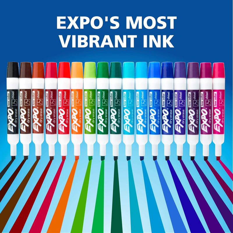EXPO Dry Erase Markers, Low Odor Ink, Chisel Tip, 8 Count - Whiteboard, Calendar, Organization, Essential Supplies for Office, School, Classroom, Teachers