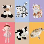 Hopearl Adorable Cow Plush Toy Floppy Dairy Cattle Soft Kawaii Cow Stuffed Animal Cute Birthday Holiday Gift for Boys Girls Kids Toddlers, 9''