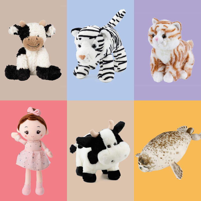 Hopearl Adorable Cow Plush Toy Floppy Dairy Cattle Soft Kawaii Cow Stuffed Animal Cute Birthday Holiday Gift for Boys Girls Kids Toddlers, 9''