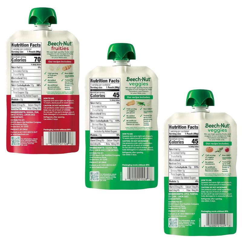 Beech-Nut Baby Food Pouch Variety Pack, Farmer's Favorites, 18 Pouches