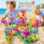 81-Piece Flower Garden Building Toys Set for Girls Ages 3-6, Building Educational Stem Toys with Storage Box