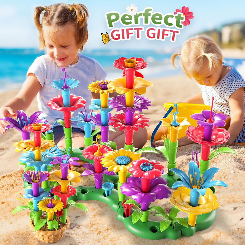 81-Piece Flower Garden Building Toys Set for Girls Ages 3-6, Building Educational Stem Toys with Storage Box