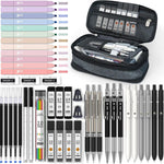 Four Candies 39 PCS Aesthetic Stationery Set with Cute Pen Case, College Supplies and Nursing Essentials, 12 Pastel Highlighters, 5 Black Gel Pens, 6 Mechanical Pencils, Pink