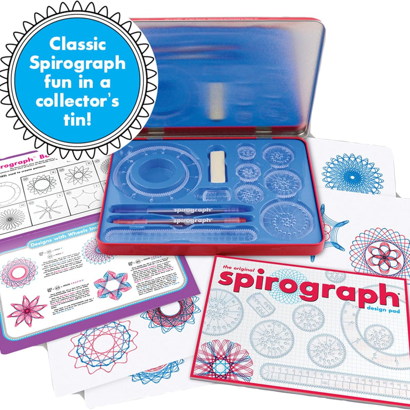 Spirograph Design Set Collectors Tin Arts and Crafts for Kids Drawing Kit | Classic Gear Design Kit, Pens, Design Sheet Included, Arts & Crafts, Art Supplies, Drawing Kit, Spiral Art, 8+