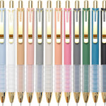 Linbsunne Ballpoint Pens Black Medium Point 1mm Pen with Super Soft Grip Ball Point Pen for Men Women Retractable Pens (gold-12 pcs)