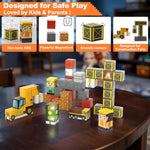 Aywewii Travel Magnetic Blocks 45 PCS for Kids Ages 3-5, Portable STEM Learning Set with Iron Case, Construction Edition