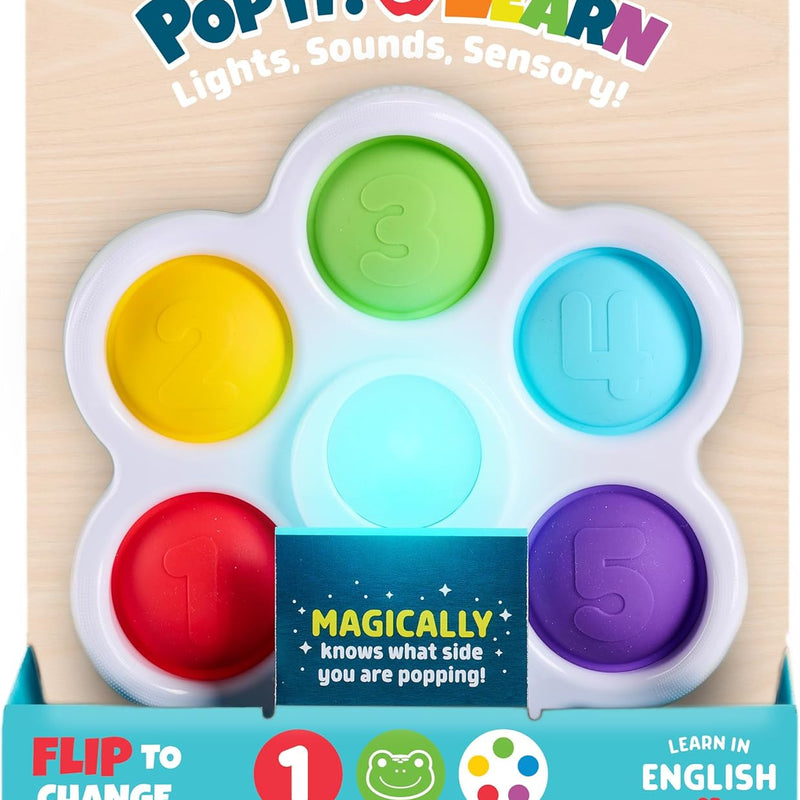 Chuckle & Roar Pop It Board, Bilingual Toddler Learning Toy, Quiet Mode | Bilingual English & Spanish Learning, Quiet Mode for Silent Popping, Ages 6 Months to 2+, Learn Mode with Questions