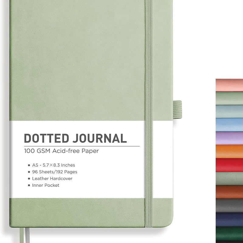 RETTACY Graph Grid Paper Notebook, 192 Pages, A5 Medium Size (5.7'' x 8.3''), 5 Squares per Inch, Leather Hardcover, 100 GSM Thick Paper, for School, Students, Math, Engineering (Brown)