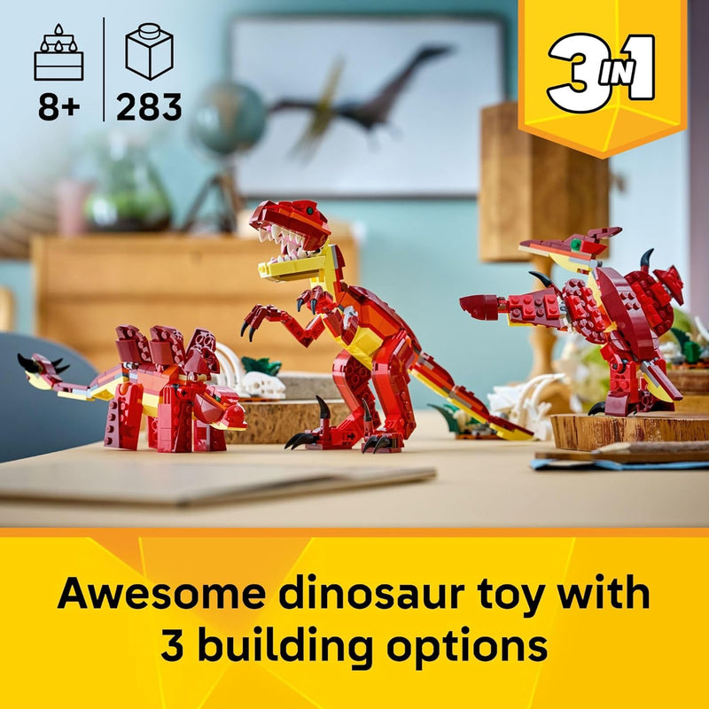 lego creator 3 in 1 fierce dinosaur building toy for kids ages 8 and up