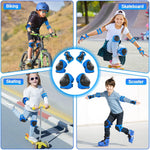 Wemfg kids protective gear set for 3-14 years toddlers with knee, elbow pads and wrist guards for skating, cycling and rollerblading