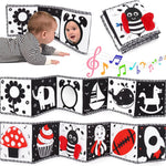 Black and White High Contrast Toys for Baby 0-3 3-6 months Infant Tummy Time Soft Crinkle Book Mirror Sensory Toys 0 2 4 5 6 Month Old Babies Boy Gril Newborn Development Christmas Stocking Stuffer