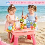 Ploomi Upgraded Toddler Sand Water Table Toy with Electric Water Pump, Kids Sand Water with Faucet/Play Food Accessories/Fishing Toy, Kitchen Play Sink Toys for Girl Boy Age 3+